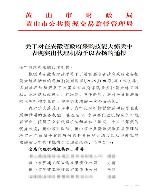 喜報(bào)！屯溪城建投公司參股企業(yè)昱建咨詢公司員工助力黃山代表隊(duì)斬獲省級(jí)大獎(jiǎng)